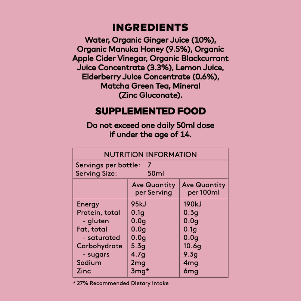 Detailed information of Daily Good Blackcurrant immunity shot ingredients